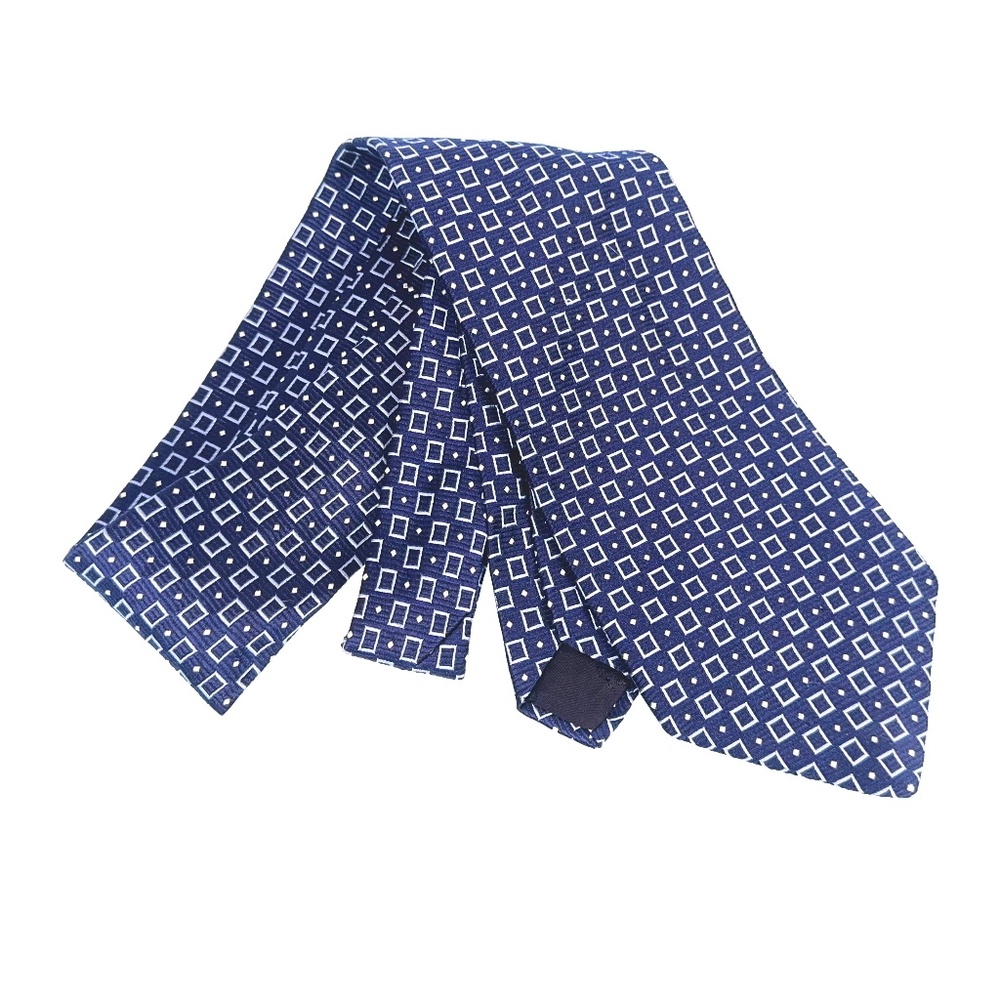 Brooks Brothers 346 Silk Tie Blue Geometric Squares Made in USA